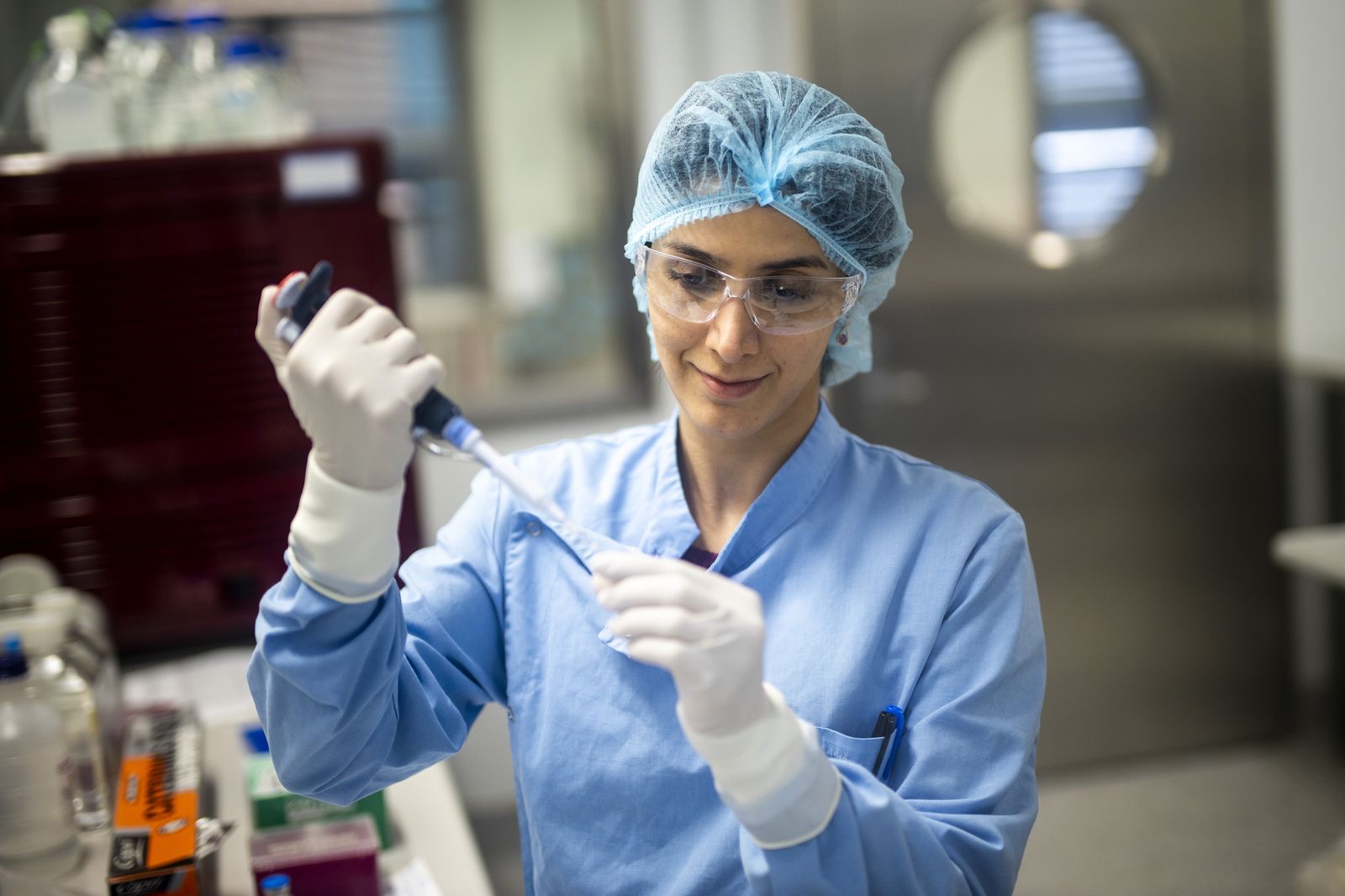Researcher preparing endotoxin-free plasmid samples